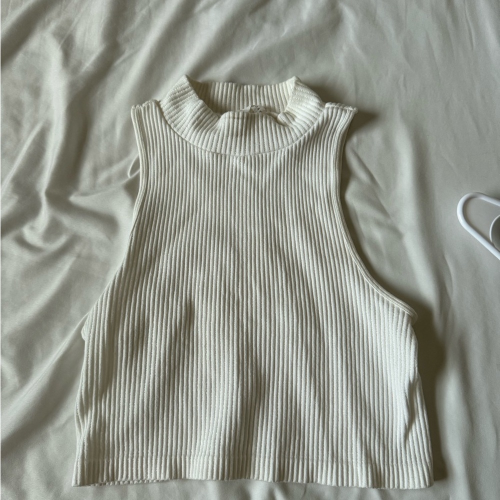 Aeropostale Ribbed White Tank Top